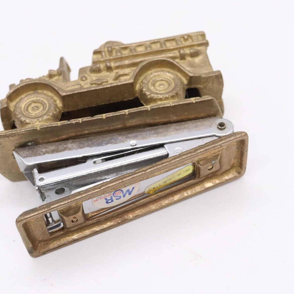 MSR Imports 4.5" Brass Firetruck Desk Stapler & Tape Dispenser Vintage 1993 - Picture 14 of 16
